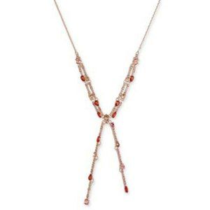 Elegant INC Rose Gold-Tone Multi-Crystal Lariat Necklace – Save 66% Today!